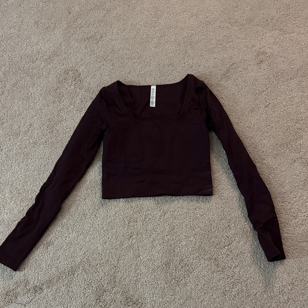 Athleta Dark Purple Long Sleeve Crop Top